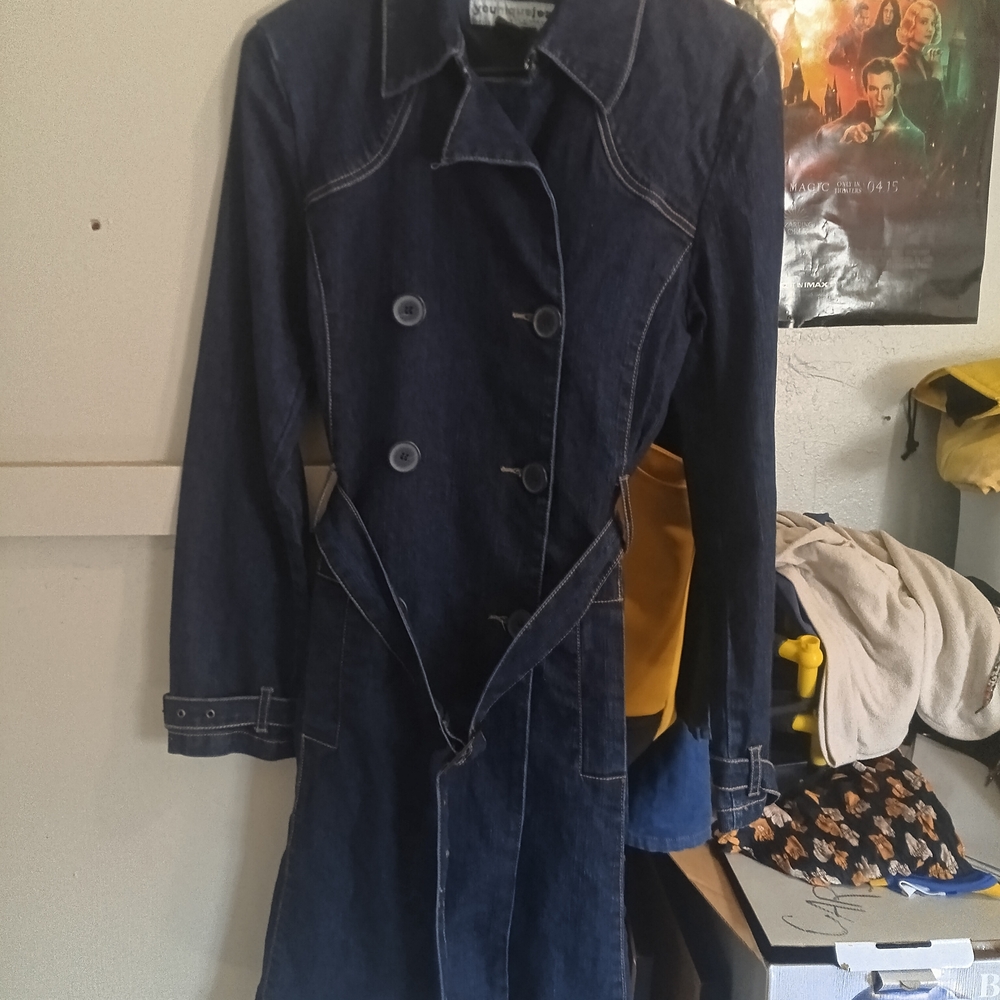 Dark Blue Denim Trench Coat